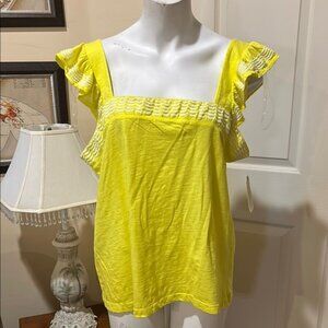 St. John's Bay Bright Yellow Ruffled Tank Top. NWT. Summer PXL